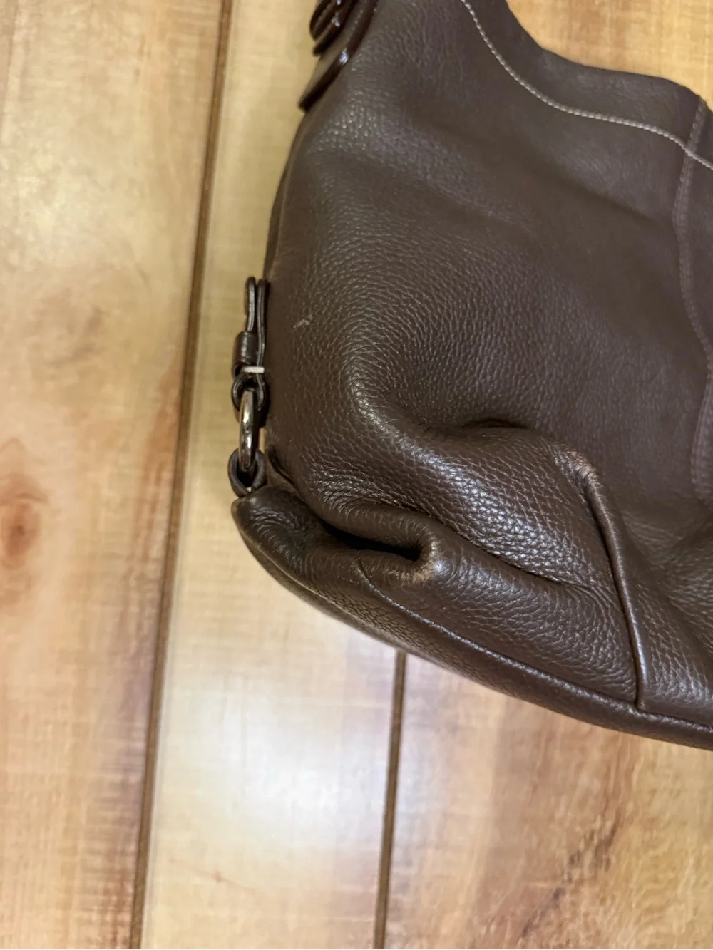 Coach Brown Pebbled Leather Hobo Style Shoulder Bag F15064